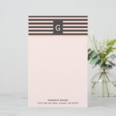 Chic Blush en Gray Monogrammed Stationery Briefpapier (Staand voorkant)