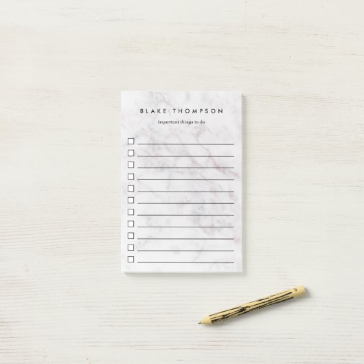 Chic Blush en grijze marmer, speciaal aangepast aa Post-it® Notes (Op bureau)