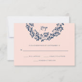 Chic Blush en Navy Botanische Krans RSVP (Voorkant)