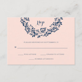 Chic Blush en Navy Botanische Krans RSVP Kaartje