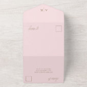Chic Blush & Faux Gold Kalligrafie De bruiloft van All In One Uitnodiging (Buitenkant)