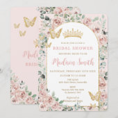 Chic Blush Floral Butterflies Royal Vrijgezellenfe Kaart (Voorkant / Achterkant)