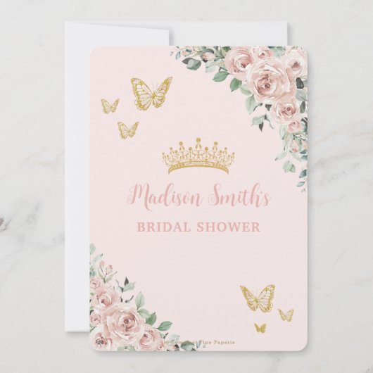 Chic Blush Floral Butterflies Royal Vrijgezellenfe Kaart (Achterkant)