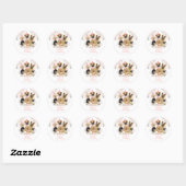 Chic Blush Floral Dogs Puppies Birthday Party Ronde Sticker (Vel)