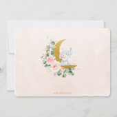 Chic Blush Floral Elephant 1st Birthday Moon Foto Kaart (Achterkant)