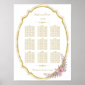 Chic Blush Floral Gold Lijst Seating Chart Poster