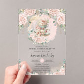 Chic Blush Floral High Tea Party Vrijgezellenfeest Acryl Uitnodigingen (Insitu (Draagbaar))