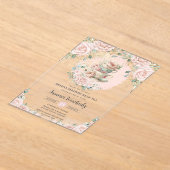 Chic Blush Floral High Tea Party Vrijgezellenfeest Acryl Uitnodigingen (Laagn)