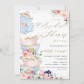 Chic Blush Floral High Tea Party Vrijgezellenfeest Kaart (Voorkant)