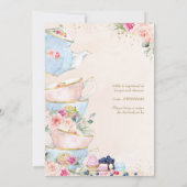 Chic Blush Floral High Tea Party Vrijgezellenfeest Kaart (Achterkant)