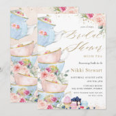 Chic Blush Floral High Tea Party Vrijgezellenfeest Kaart (Voorkant / Achterkant)