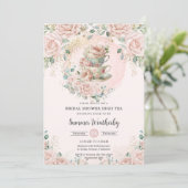 Chic Blush Floral High Tea Party Vrijgezellenfeest Kaart (Staand voorkant)