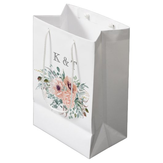 Chic Blush Floral Medium Gift Bag Cadeauzakje (Voorkant Gekanteld)