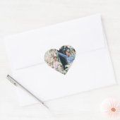 Chic Blush Floral met Monogram Photo Weddenschap Hart Sticker (Envelop)
