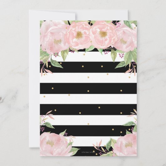 Chic Blush Floral Paris Verjaardag Eiffeltoren Kaart (Achterkant)