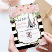 Chic Blush Floral Paris Verjaardag Eiffeltoren Kaart