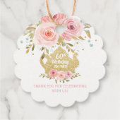 Chic Blush Floral Tea Party Verjaardag Dank u Bedankjes Labels (Achterkant)