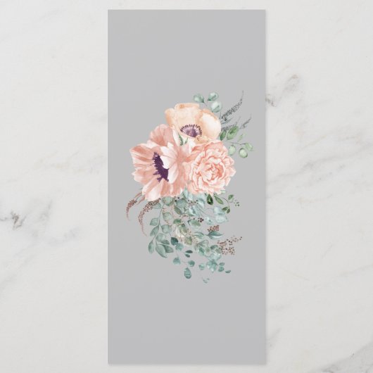 Chic Blush Floral Weddenrenmenu Menu (Achterkant)