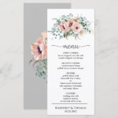 Chic Blush Floral Weddenrenmenu Menu (Voorkant / Achterkant)
