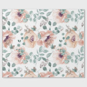 Chic Blush Floral Wedding Cadeaupapier (Vlak)