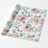 Chic Blush Floral Wedding Cadeaupapier (Uitgerold)