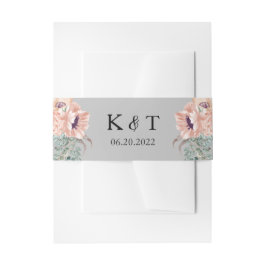 Chic Blush Floral Wedding Invitation Belly Band Uitnodigingen Wikkel