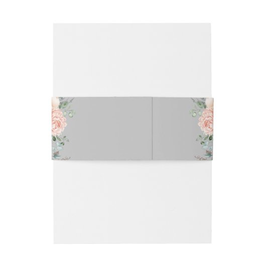 Chic Blush Floral Wedding Invitation Belly Band Uitnodigingen Wikkel (Achterkant Voorbeeld)