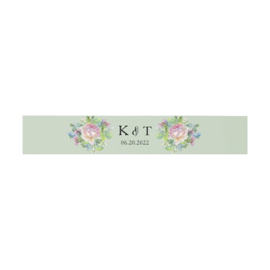 Chic Blush Floral Wedding Invitation Belly Band Uitnodigingen Wikkel (Vlak)