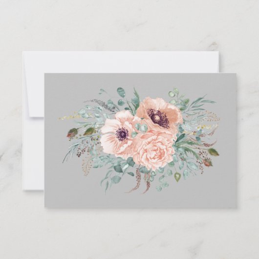 Chic Blush Floral Wedding RSVP Kaart (Achterkant)