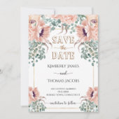 Chic Blush Floral Wedding Save The Date (Voorkant)