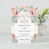 Chic Blush Floral Wedding Save The Date (Staand voorkant)