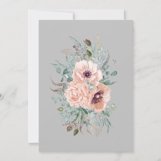 Chic Blush Floral Wedding Save The Date (Achterkant)