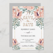 Chic Blush Floral Wedding Save The Date (Voorkant / Achterkant)