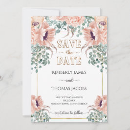 Chic Blush Floral Wedding Save The Date