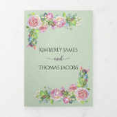 Chic Blush Floral Wedding Tri-Fold Uitnodiging (Cover)