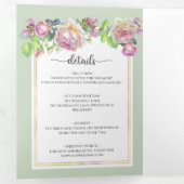 Chic Blush Floral Wedding Tri-Fold Uitnodiging (Binnenzijde eerst)