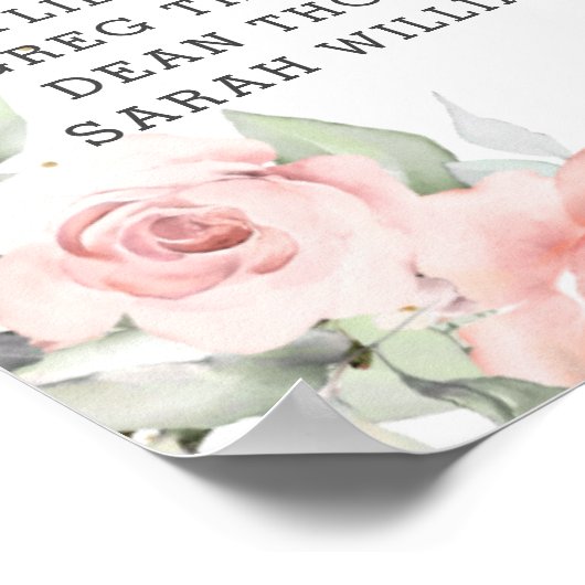 Chic Blush Floral Woodland Greenery Seating Chart Poster (Hoek)