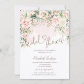 Chic Blush Flowers Bridal Shower  Kaart (Voorkant)