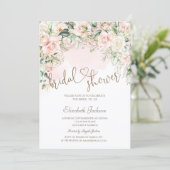 Chic Blush Flowers Bridal Shower  Kaart (Staand voorkant)