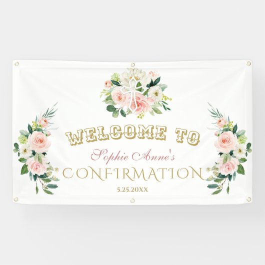 Chic Blush Flowers Girl-bevestiging Welkomstteken Spandoek (Horizontaal)