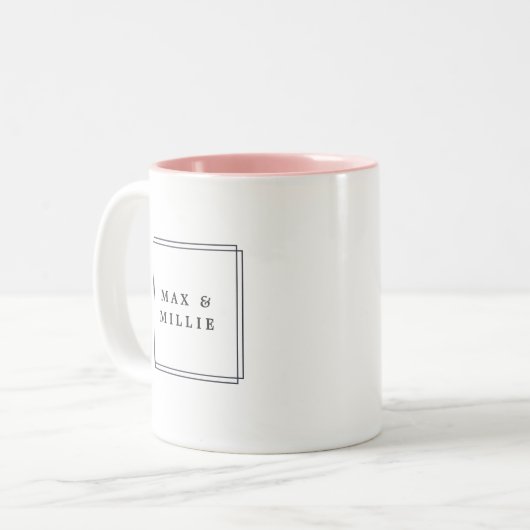 Chic Blush | Geometrische Logo Tweekleurige Koffiemok (Voorkant links)