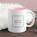 Chic Blush | Geometrische Logo Tweekleurige Koffiemok<br><div class="desc">Voeg jouw naam of bedrijfsnaam aan deze chemische mok toe,  die door een dubbele vierkante grens wordt omringd. We houden ervan met het zwarte roze interieur om aan te sluiten bij ons Chic Blush Business collectie.</div>