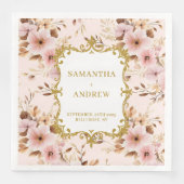 Chic Blush Gold Boho Trouwservetten Servet (Voorkant)