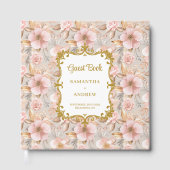 Chic Blush Gold Boho Wedding Gastboek Ondertekenin Gastenboek (Voorkant)