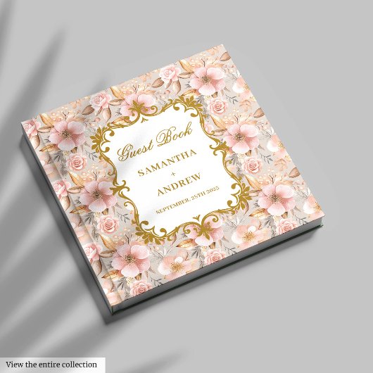 Chic Blush Gold Boho Wedding Gastboek Ondertekenin Gastenboek