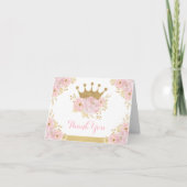 Chic Blush Gold Crown Princess Verjaardag Baby Gir Bedankkaart (Voorkant)