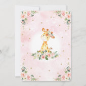 Chic Blush Gold Floral Giraffe 1e verjaardag Kaart (Achterkant)
