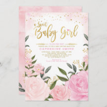 Chic Blush Gold Garden Floral Rozen Baby shower