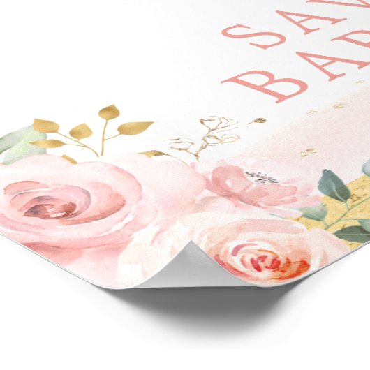 Chic Blush Gold Oerwoud Safari Baby Animals Welkom Poster (Hoek)