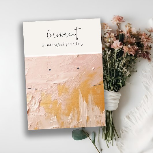 Chic Blush Gold Oil Paint Texture Oorbel Ketting Visitekaartje